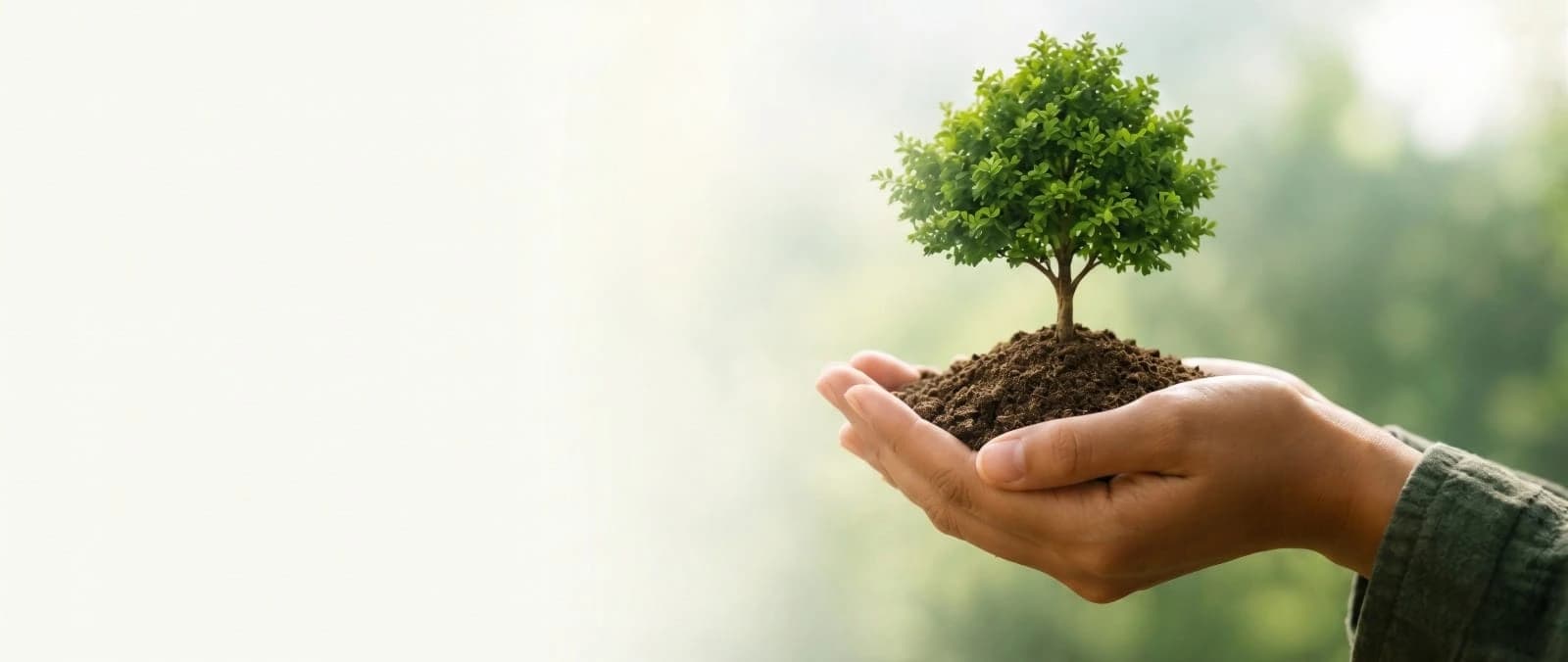 Enviroon Ecosystem Hand-holding seedling illustration background